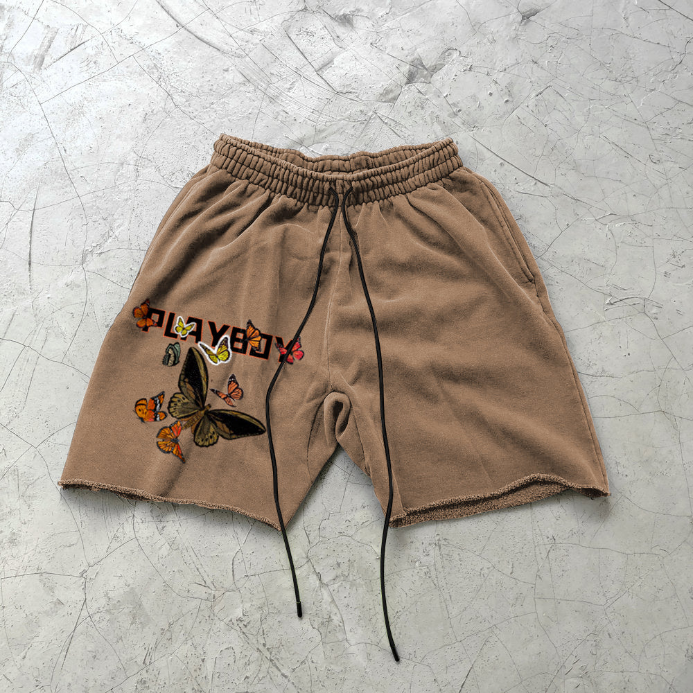 Street Trend Butterfly Art Print Track Shorts