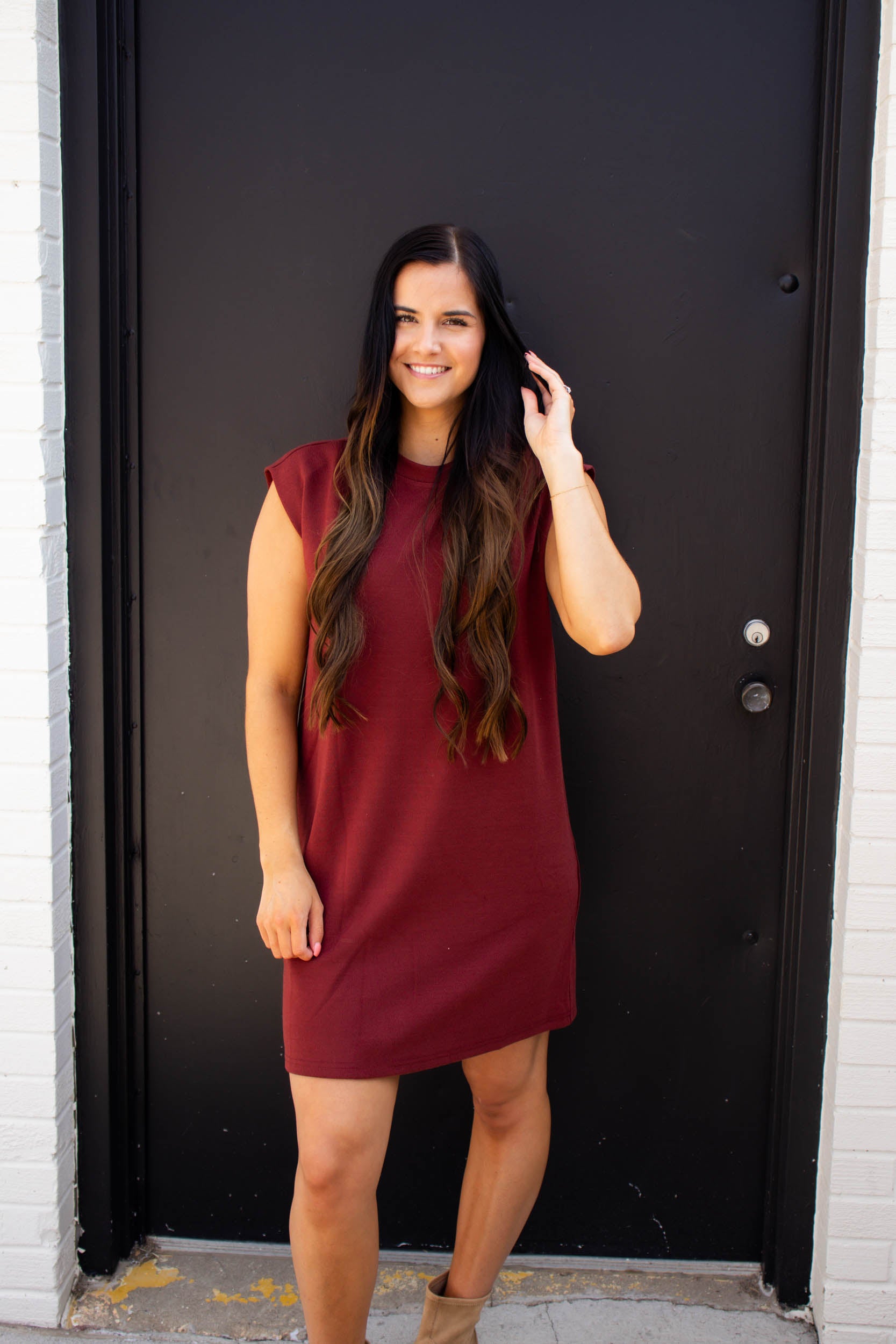 Laura Sleeveless Knit Dress | Wine