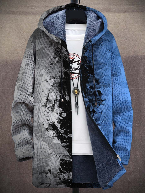 Men's Art Colors Long-Sleeved Fleece Sweater Coat Cardigan