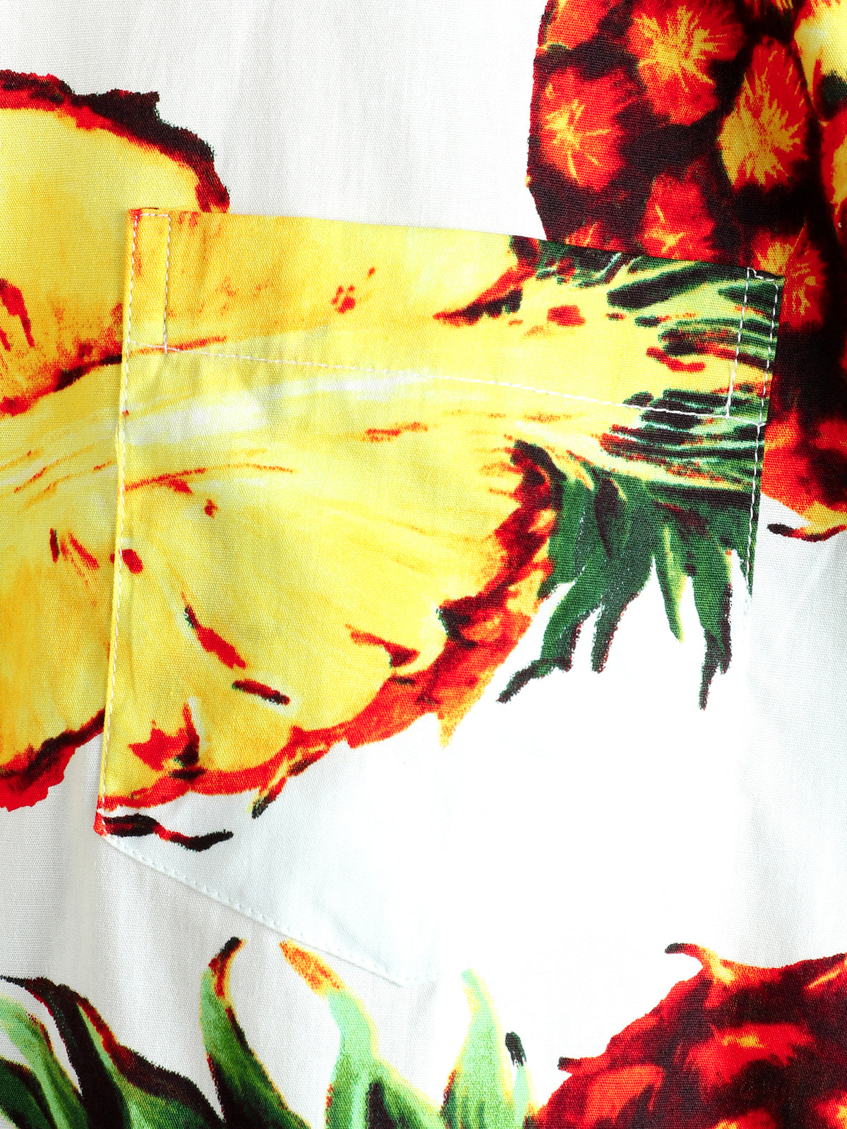 Men's Pineapple Print Holiday Pocket Cotton Shirt