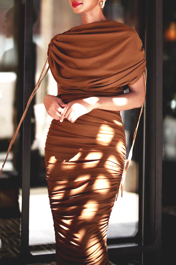 Drawstring Ruched Bodycon Dress
