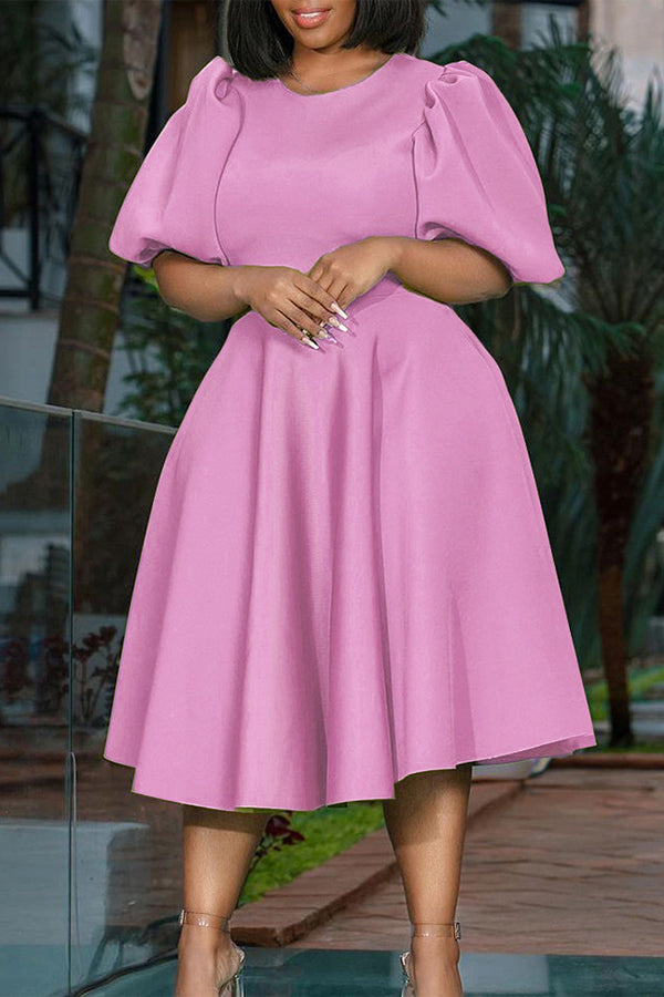 Bubble Sleeve A-line Swing Dress