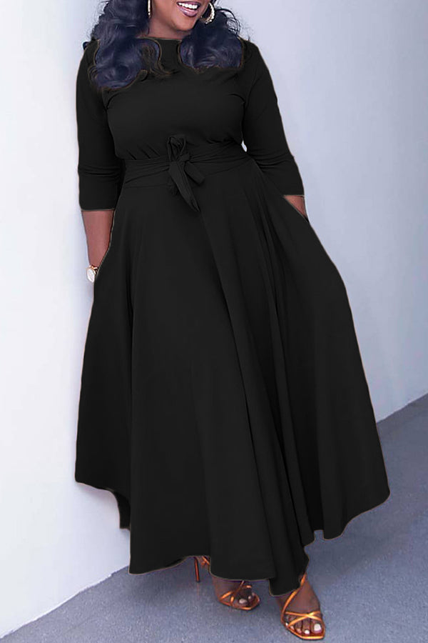 Tie Front 3/4 Sleeve A-line Dress