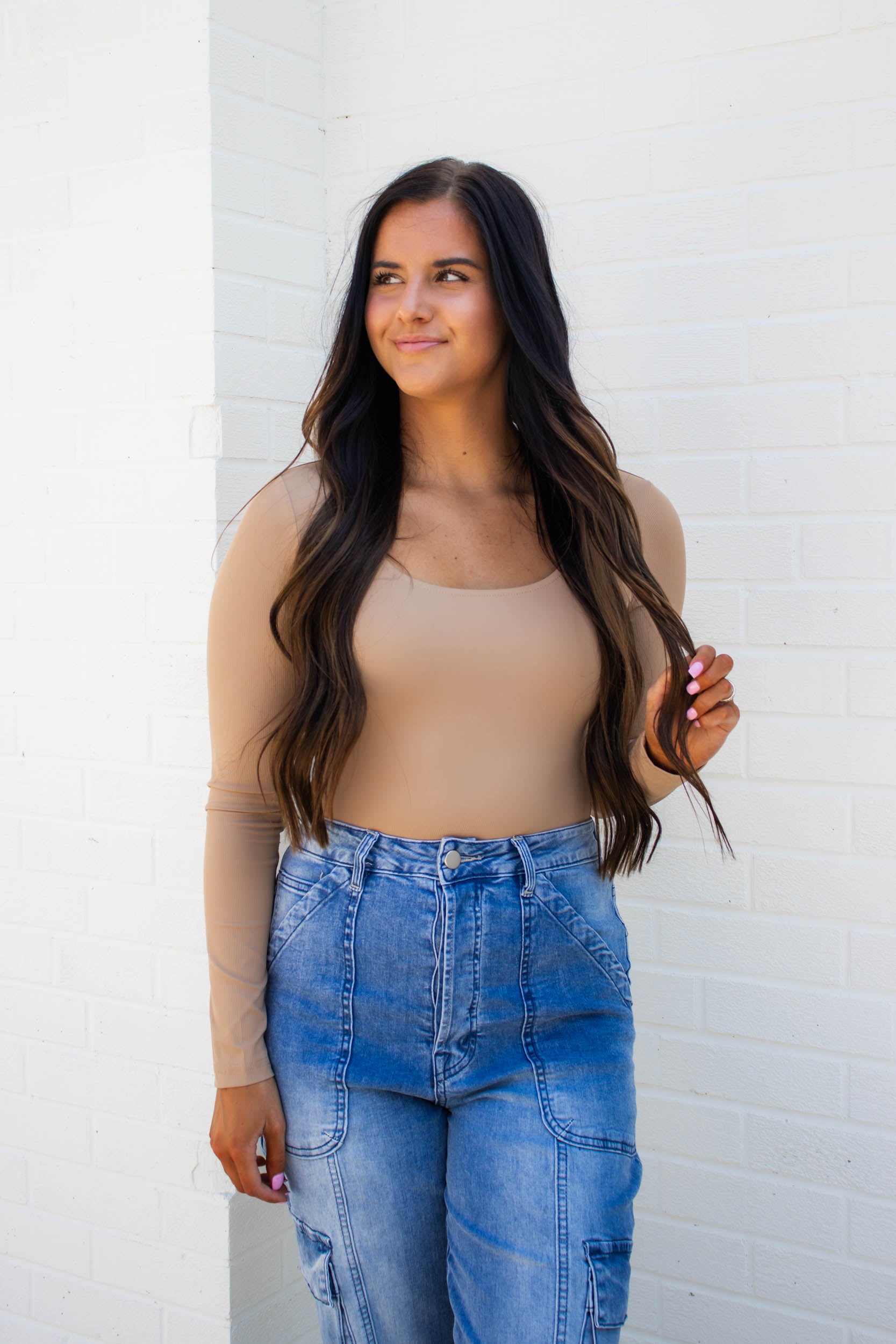 Brianna Square Neck Bodysuit | Tan