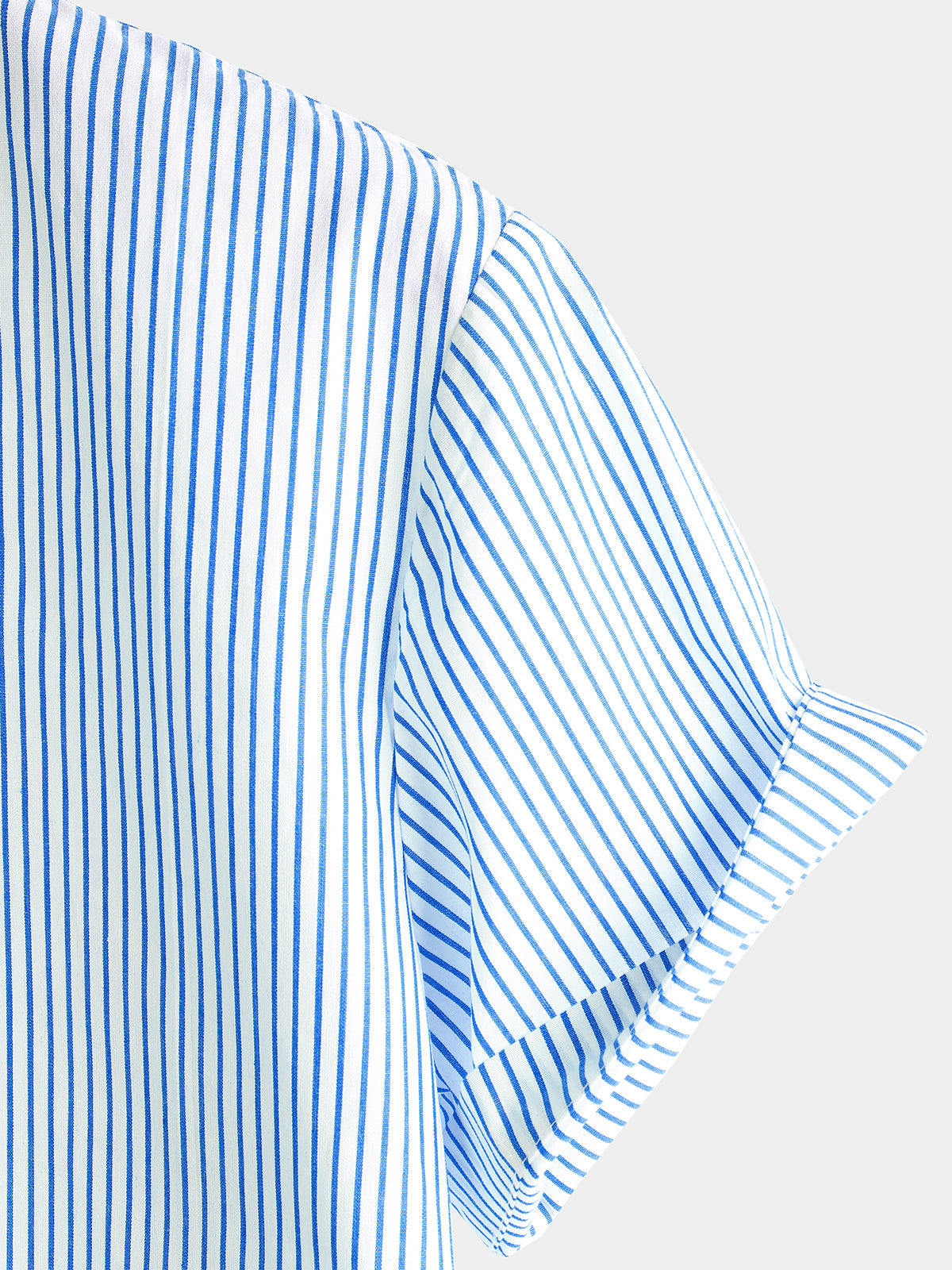 Men's Cotton Striped Stand Collar Short Sleeve Shirt