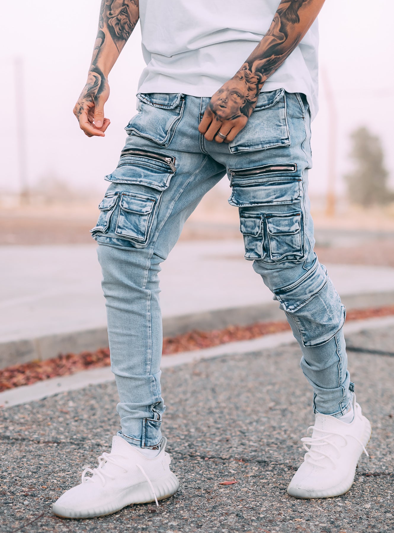 Cargo Jeans V5 in Light Blue