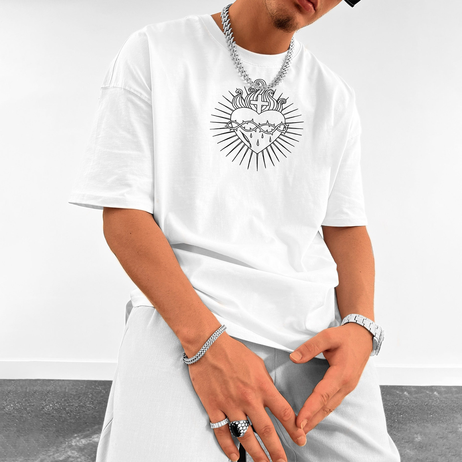 Men's Oversized Fashion Print T-Shirt
