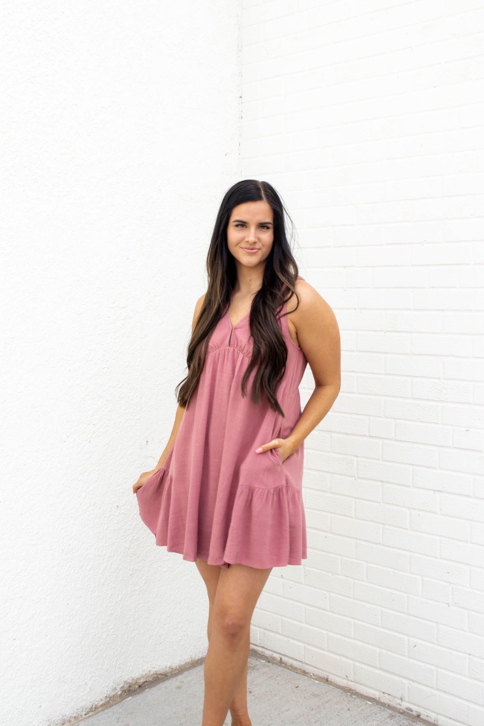 Kingsley Babydoll Mini Dress | Red Bean