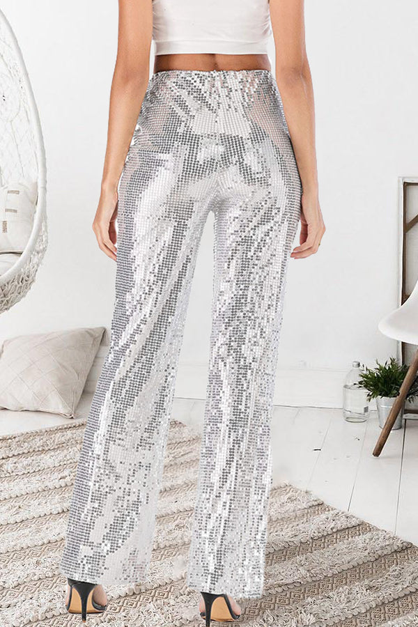 Sequin Flare Leg Pants