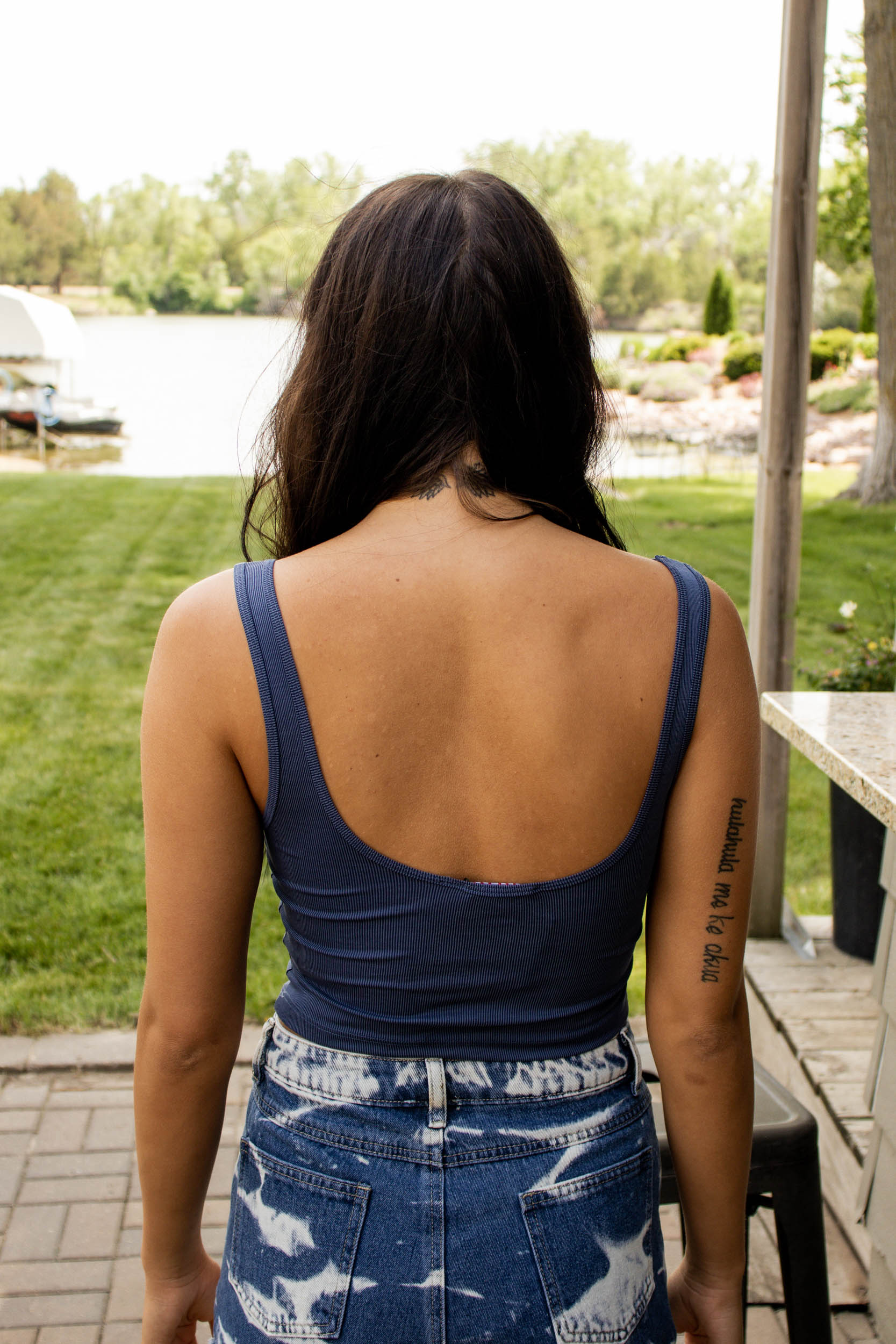 Maya Scoop Neck Tank | Navy
