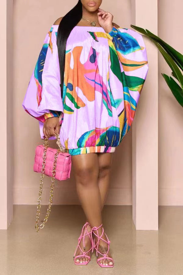 Off Shoulder Lantern Sleeve Dress