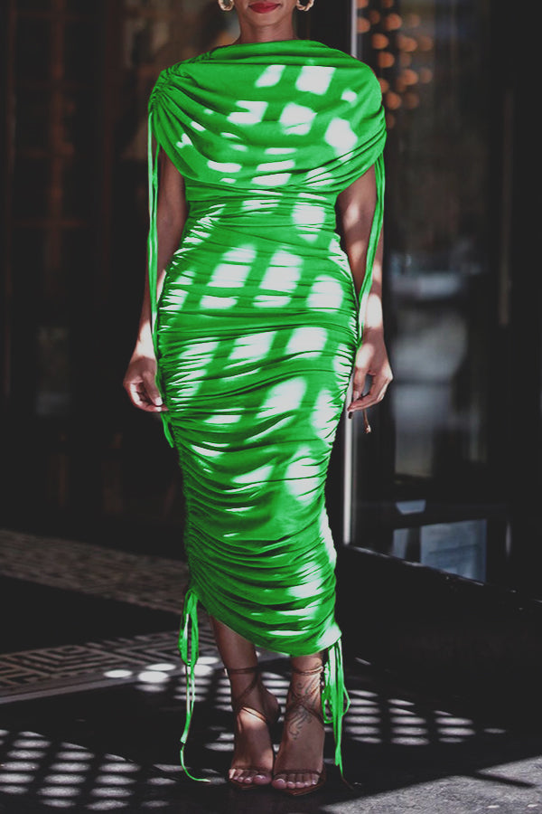 Drawstring Ruched Bodycon Dress