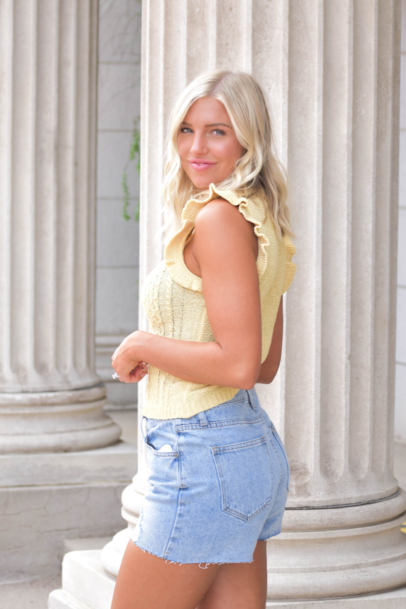 Anna Cable Knit Top | Mustard