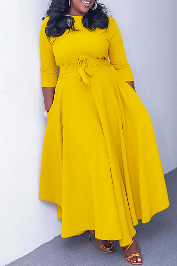Tie Front 3/4 Sleeve A-line Dress