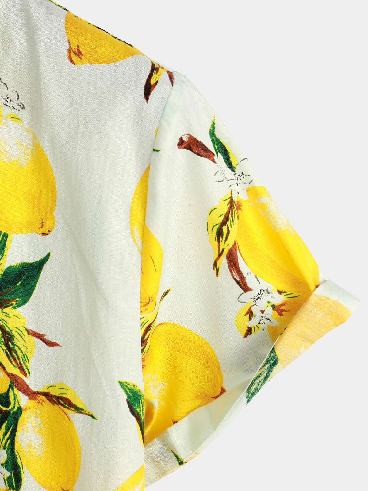 Men's Lemon Print Short Sleeve Button Up Beach Summer Hawaiian Shirt