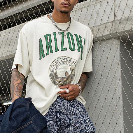 Men's Vintage Round Neck Short Sleeve Printed T-shirt
