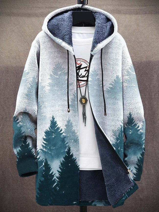 Men's Art Color Long-Sleeved Fleece Sweater Coat Cardigan