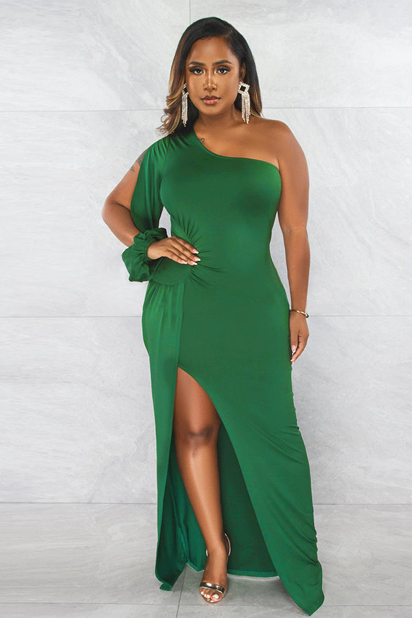 One-shoulder Split Thigh Formal Dress