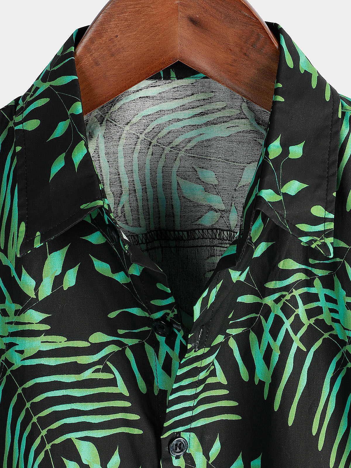 Men's Summer Tropical Green Plant Leaf Button Up Short Sleeve Hawaiian Shirt