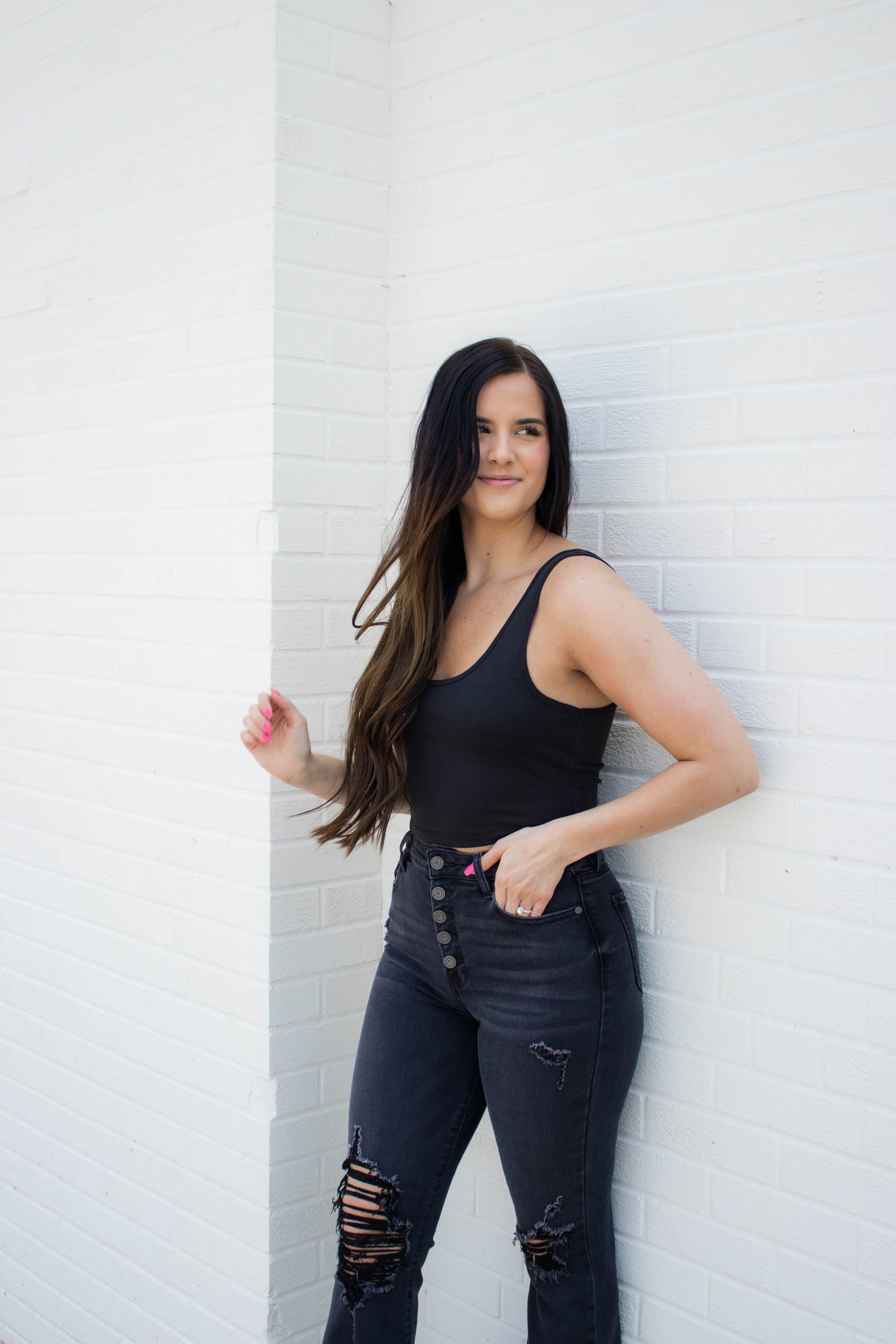 Madalyn Cropped Tank | Charcoal