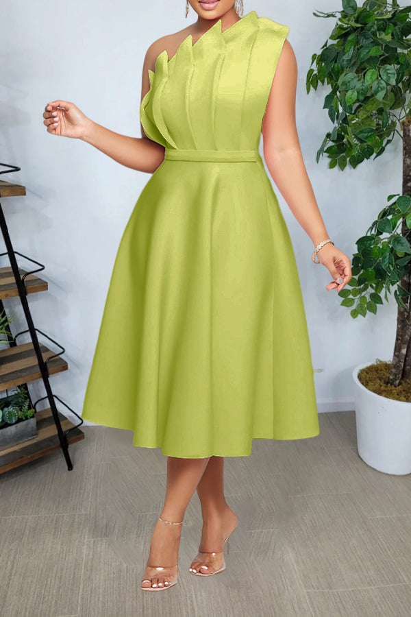 In Bloom One Shoulder Flare A-line Dress