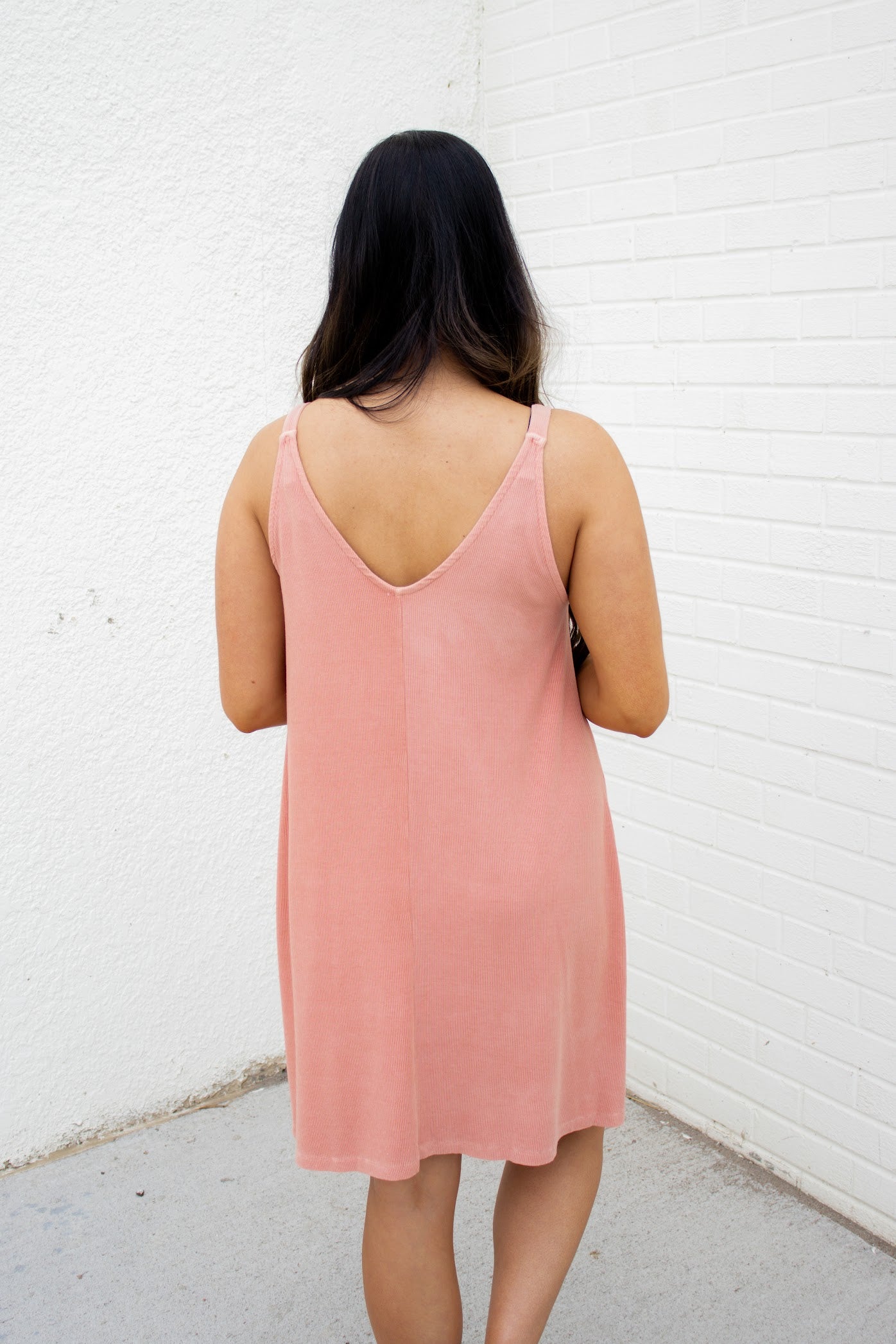 Gwen Ribbed V-Neck Dress | Persimmon