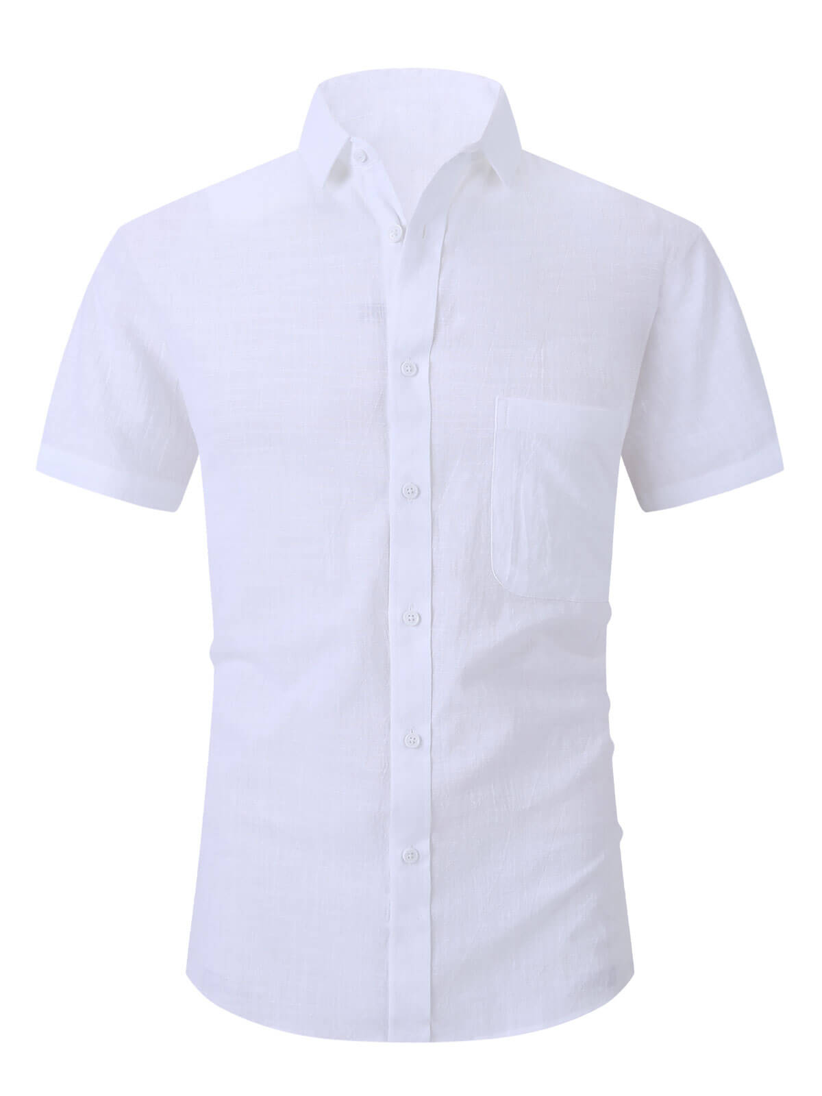Men's Cotton Summer Casual Pocket Casual Button Solid Color Short Sleeve Shirt