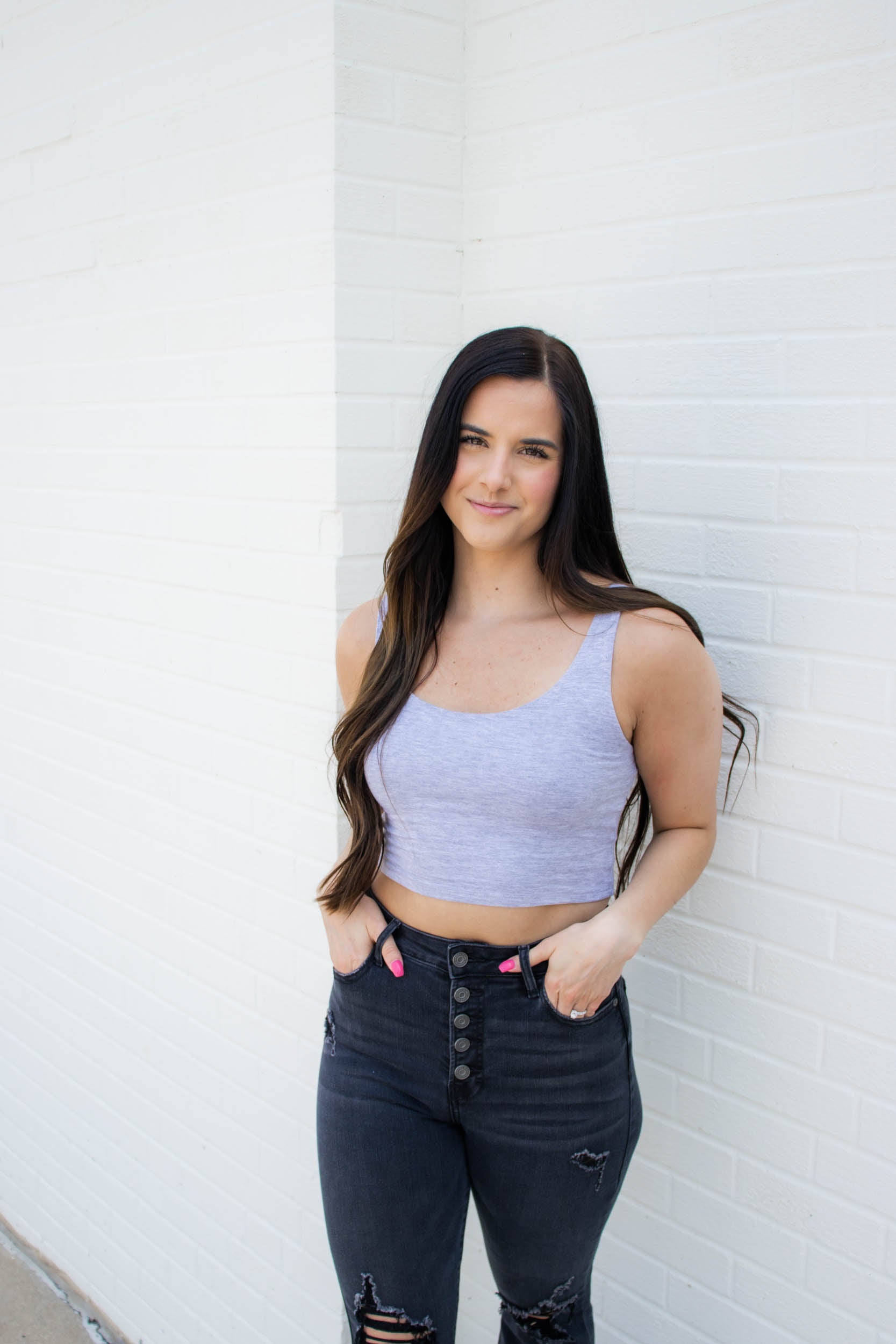 Erin Crop Tank Top | Heather Grey