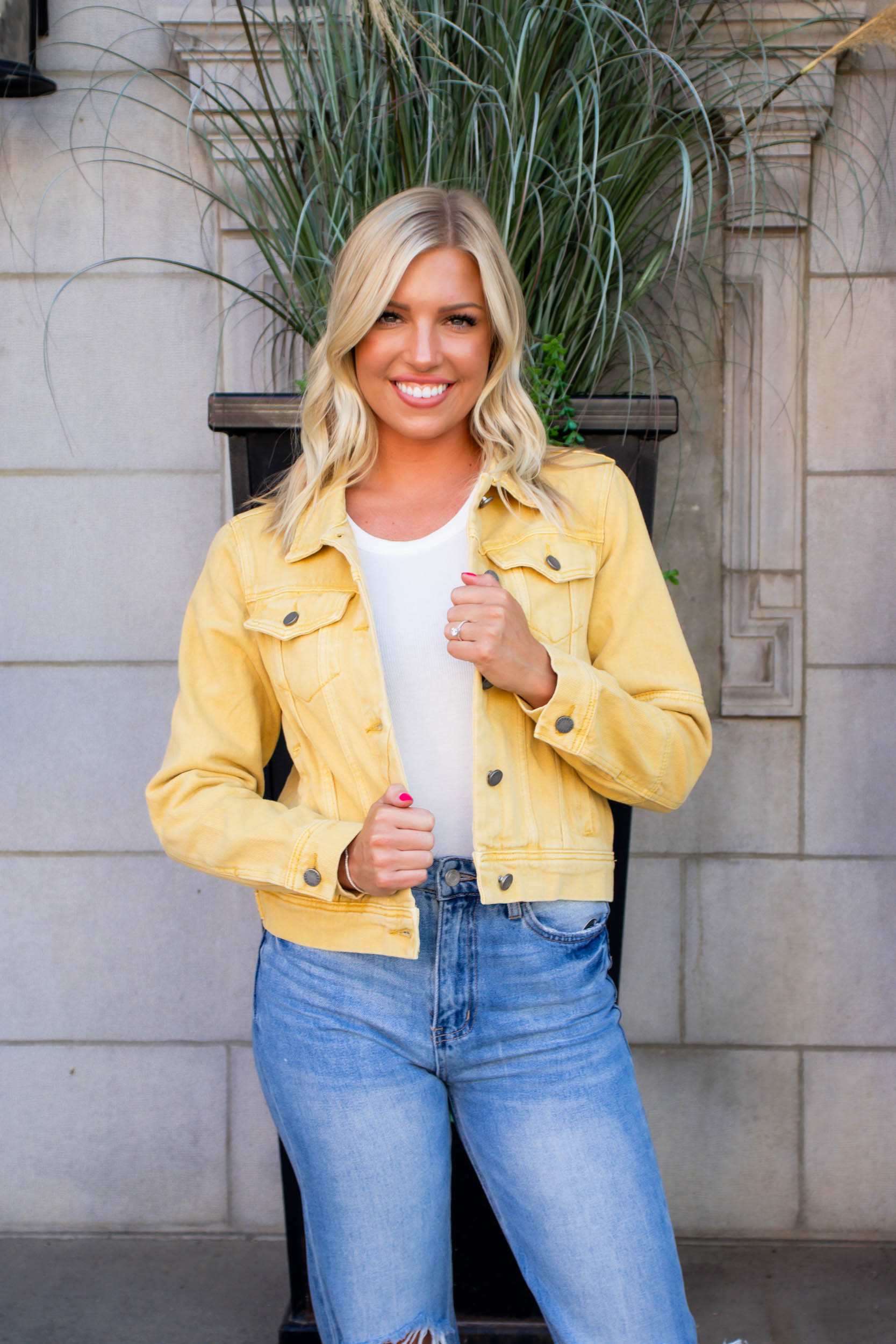 Anna Cropped Denim Jacket | Mustard