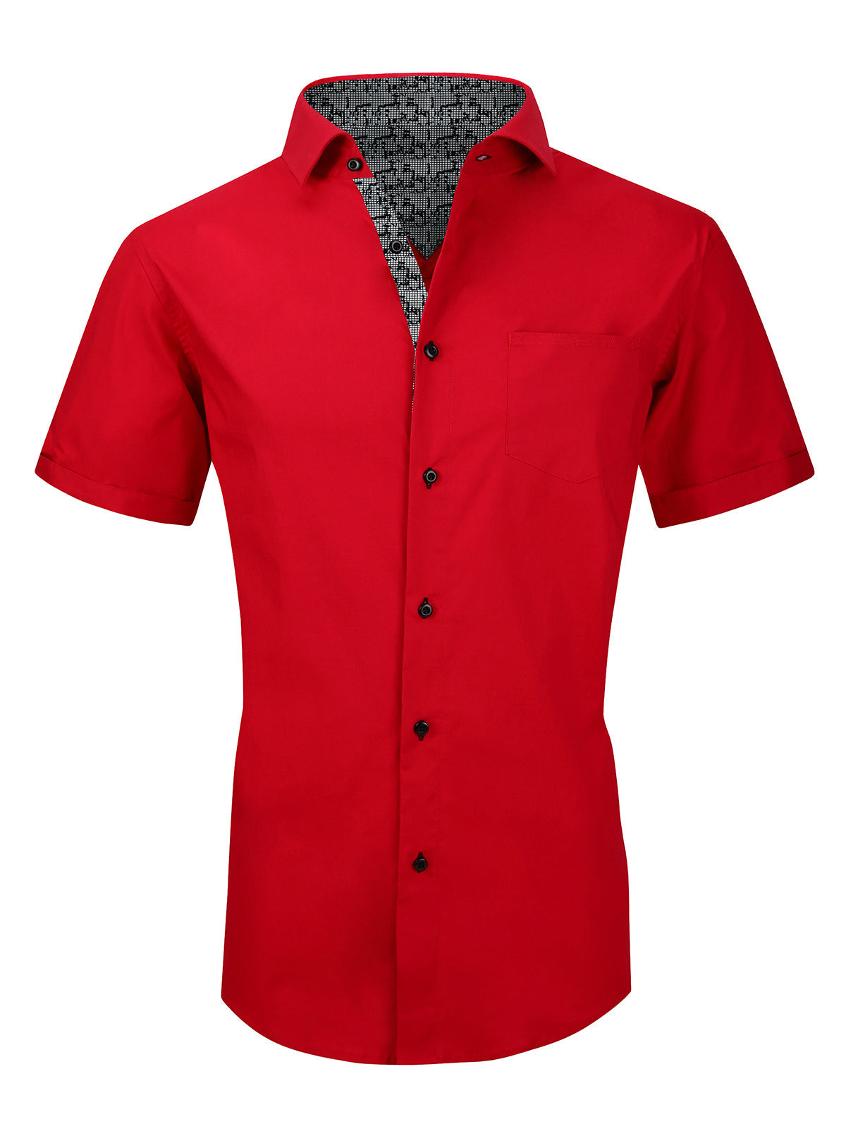 Men's Casual Breathable Cotton Button Dress Short Sleeve Shirt