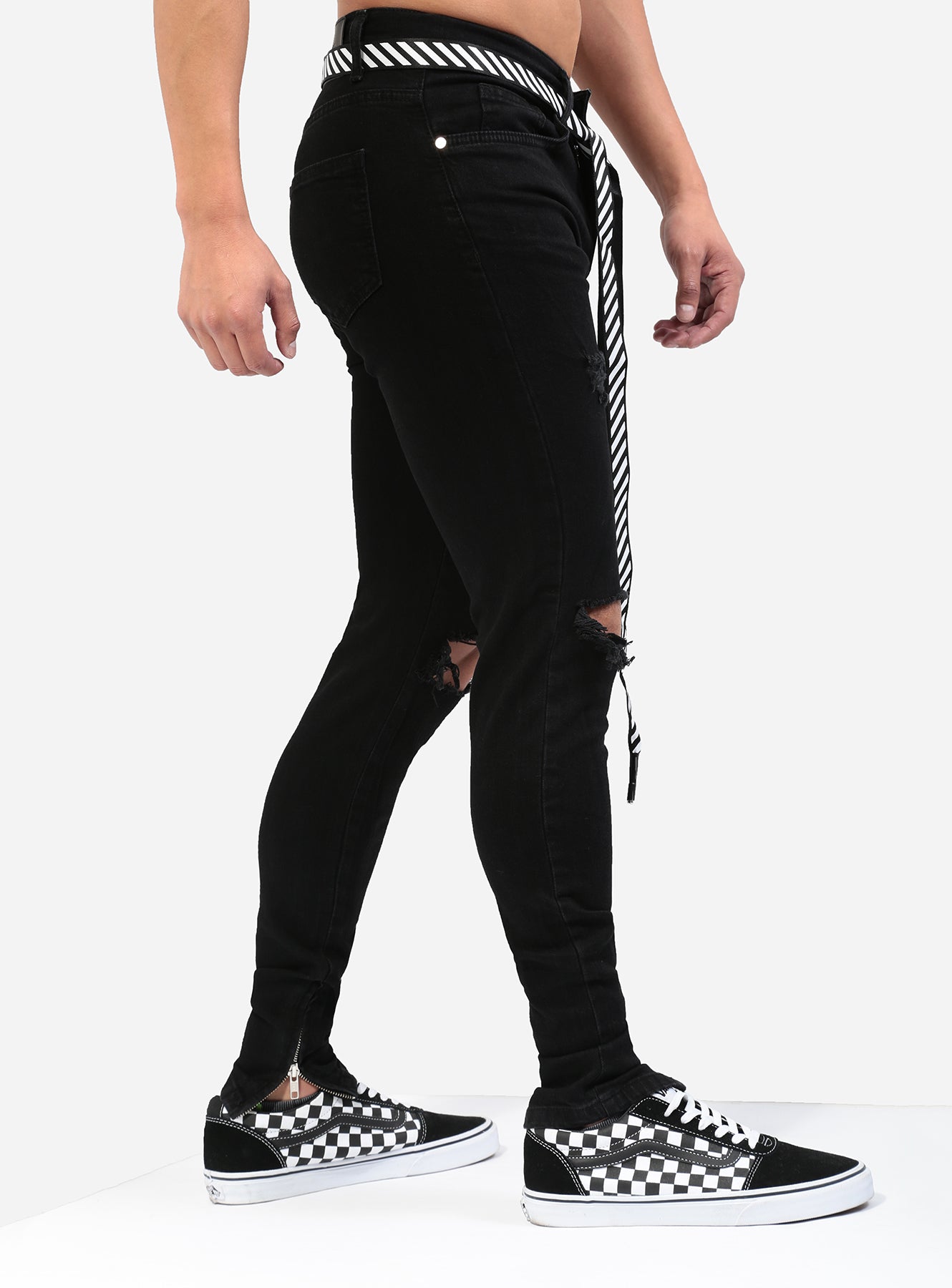 Jet Black Distressed Jeans V1