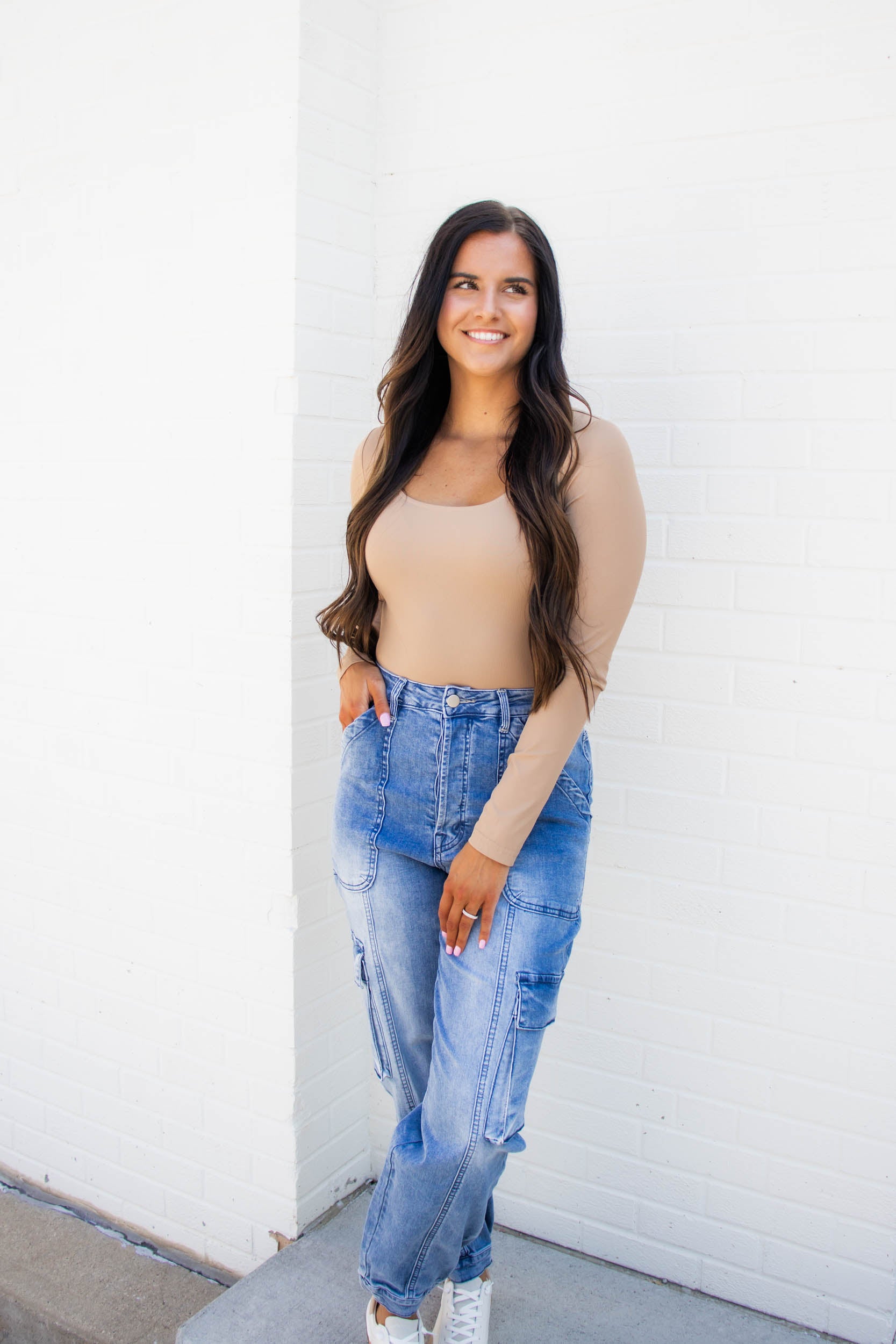 Brianna Square Neck Bodysuit | Tan