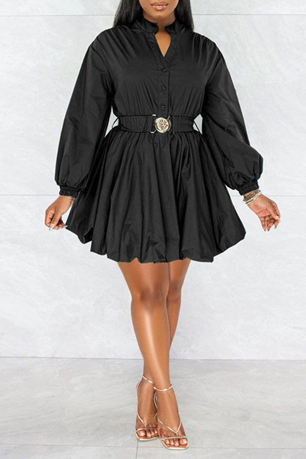 Balloon Hem Peplum Dress