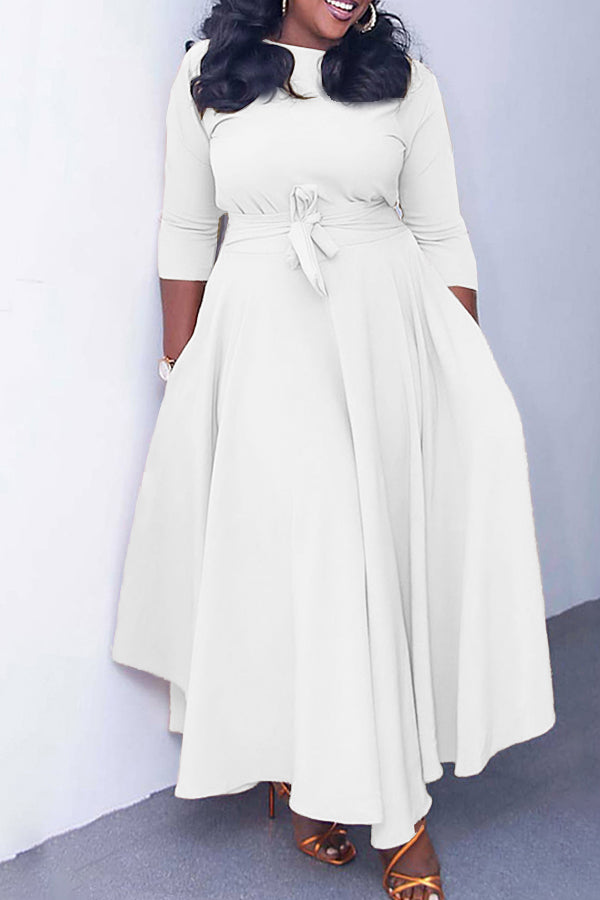 Tie Front 3/4 Sleeve A-line Dress