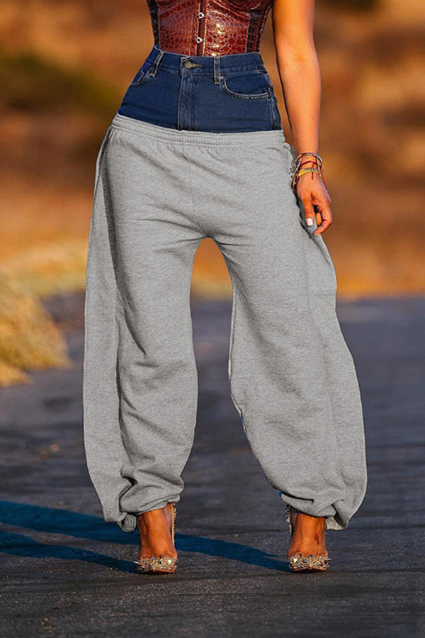 Unique Denim Panel Jogger