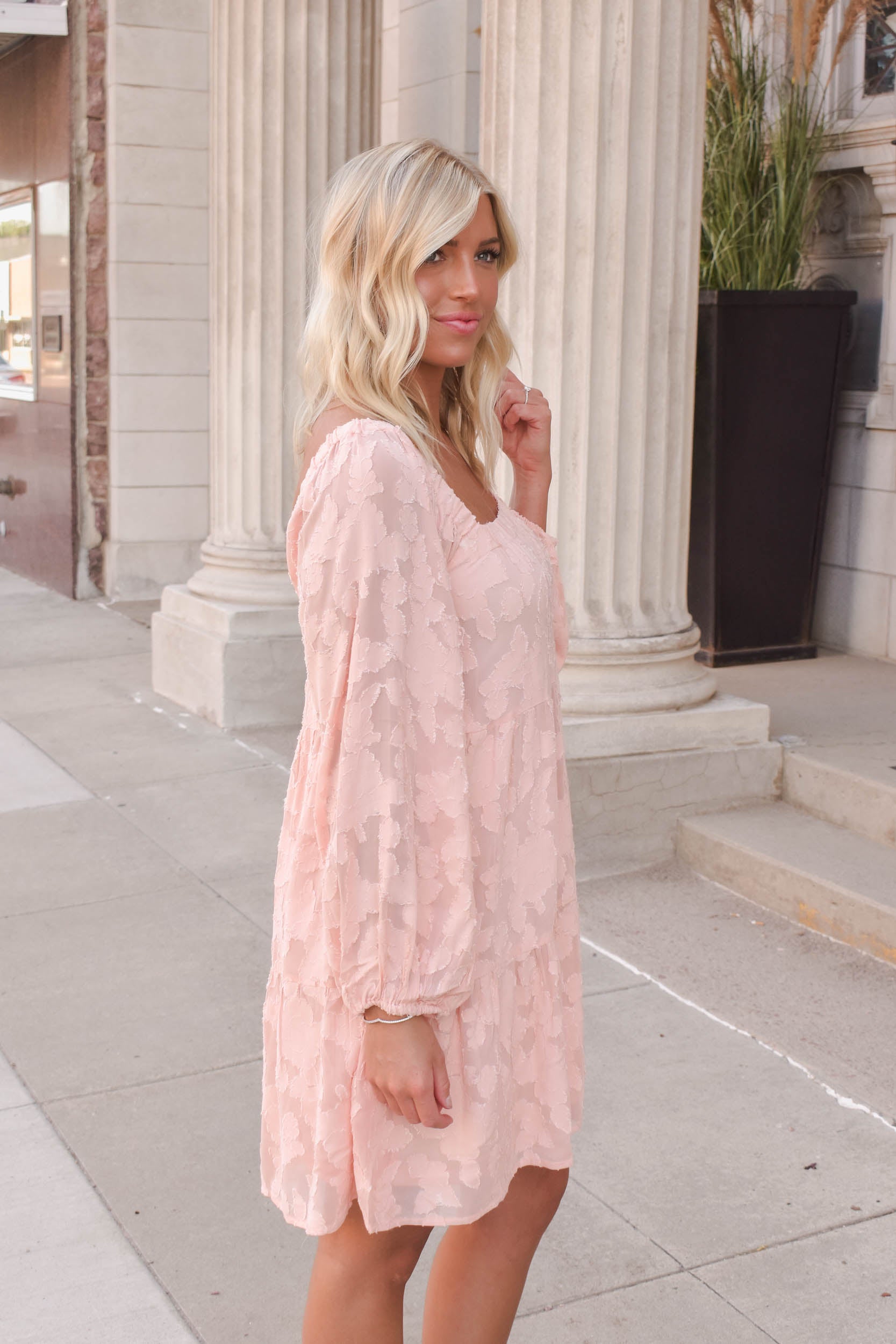 Brandy Square Neck Printed Dress | Blush