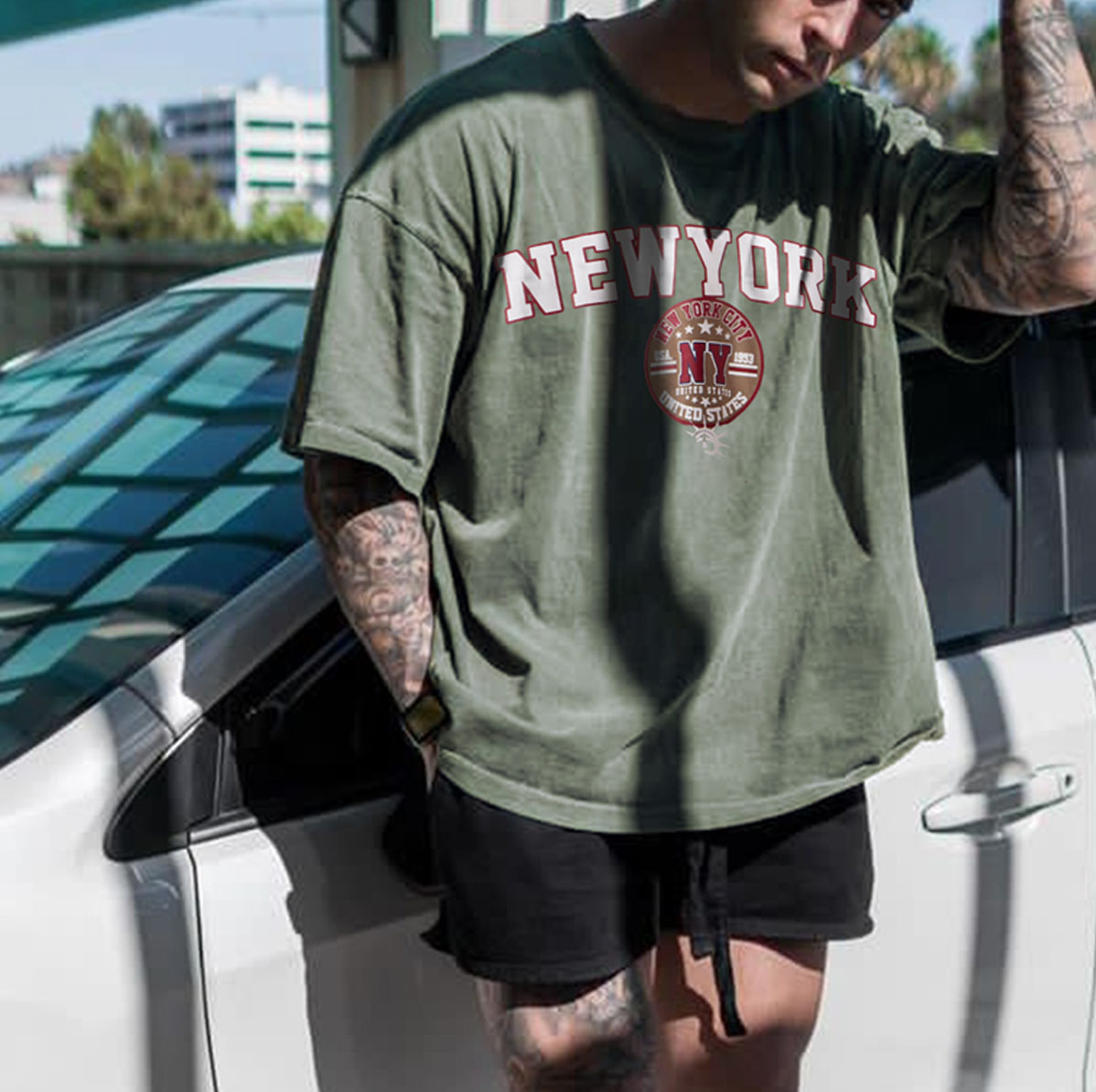 Oversized Men's Retro New York Casual T-shirt