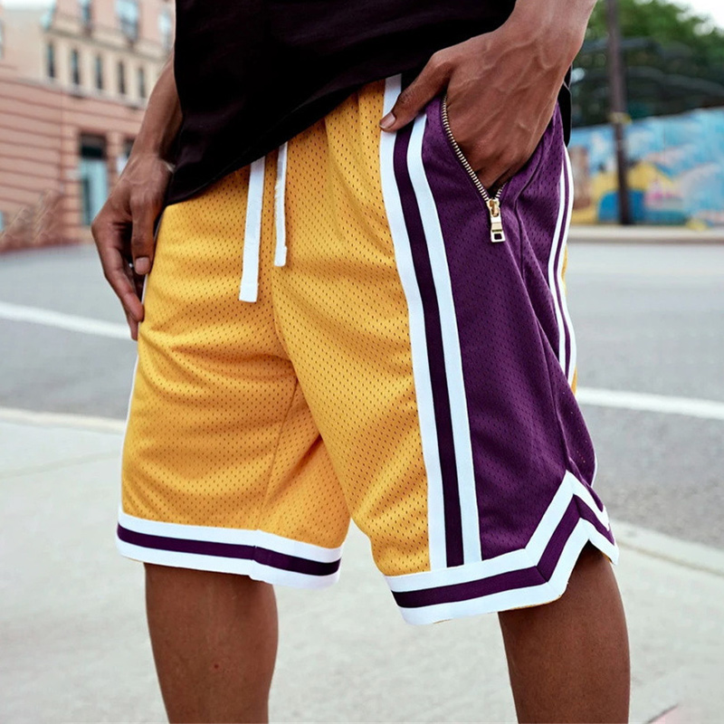 Contrast Panel Mesh Basketball Shorts