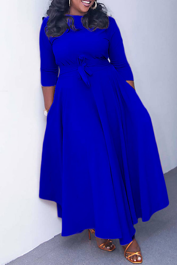 Tie Front 3/4 Sleeve A-line Dress