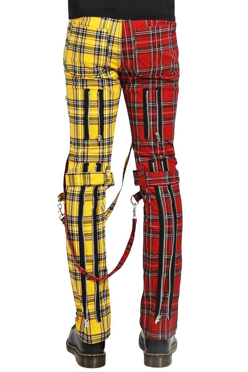 Split Leg Bondage Pants Yellow/Red Plaid