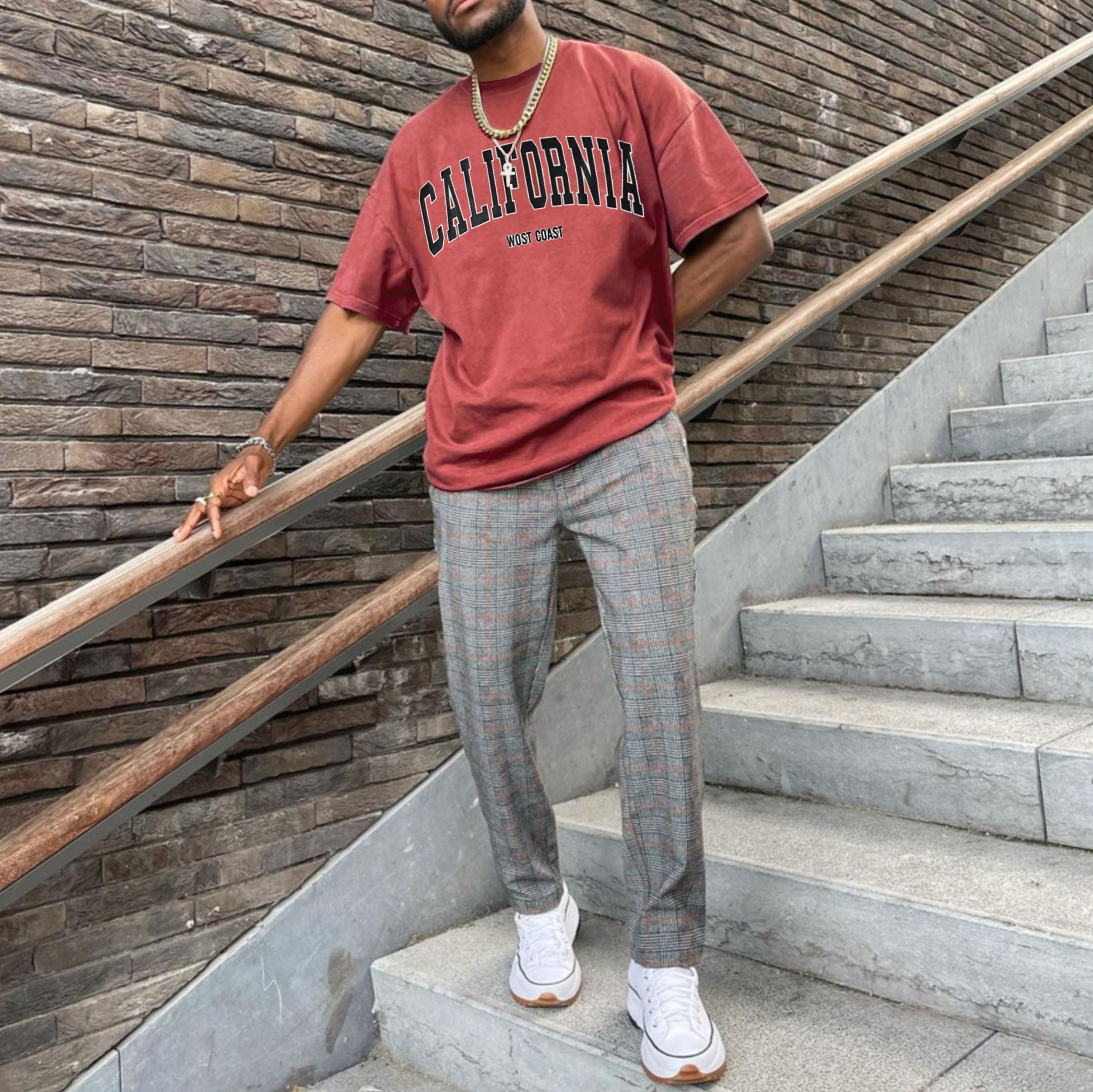 Retro Oversized CALIFORNIA Men's T-shirt