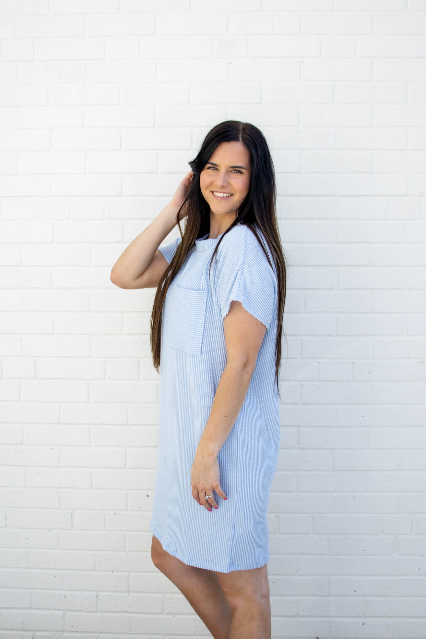 Kassie Ribbed T-Shirt Dress | Blue