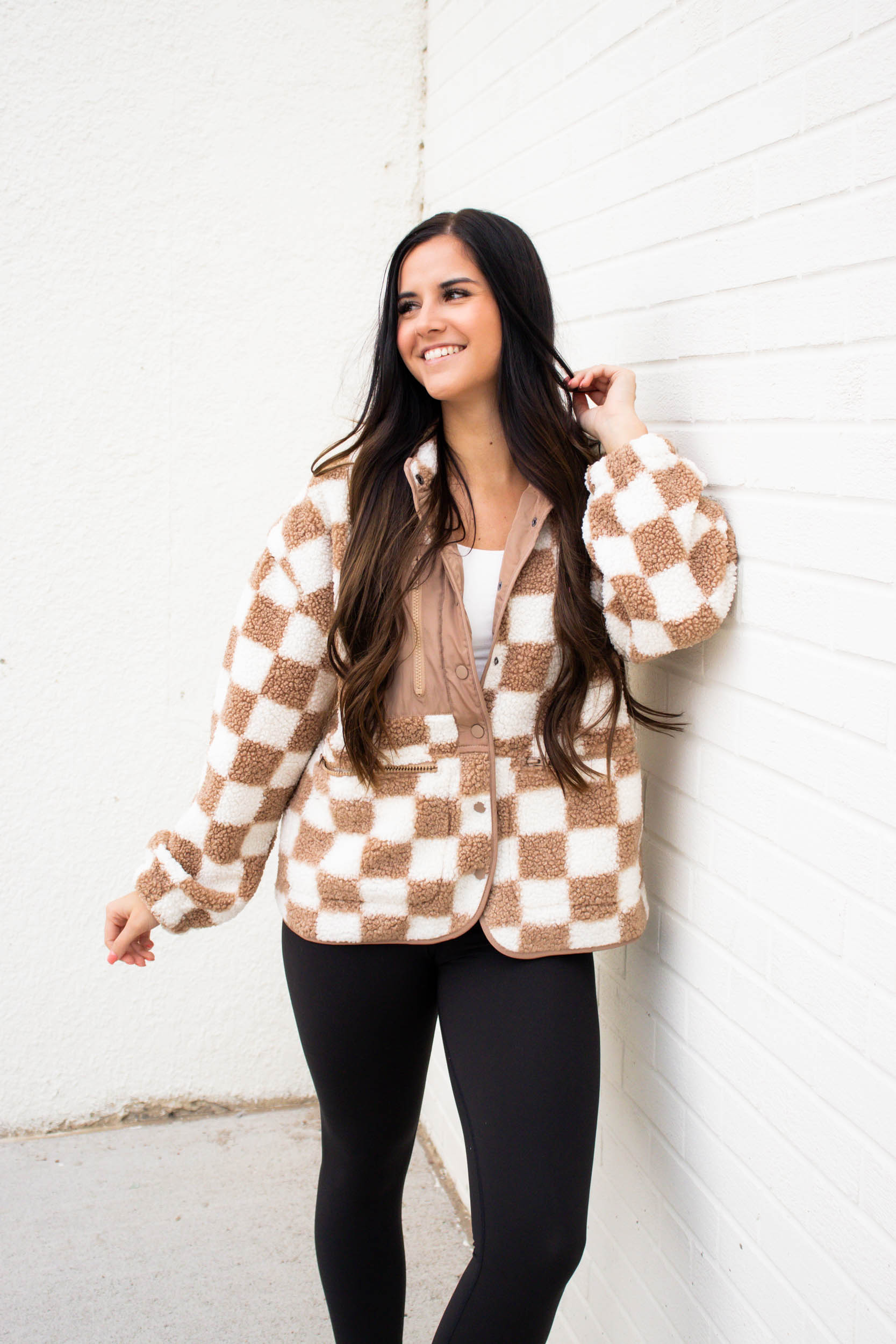 Novi Checkered Fleece Jacket | Taupe