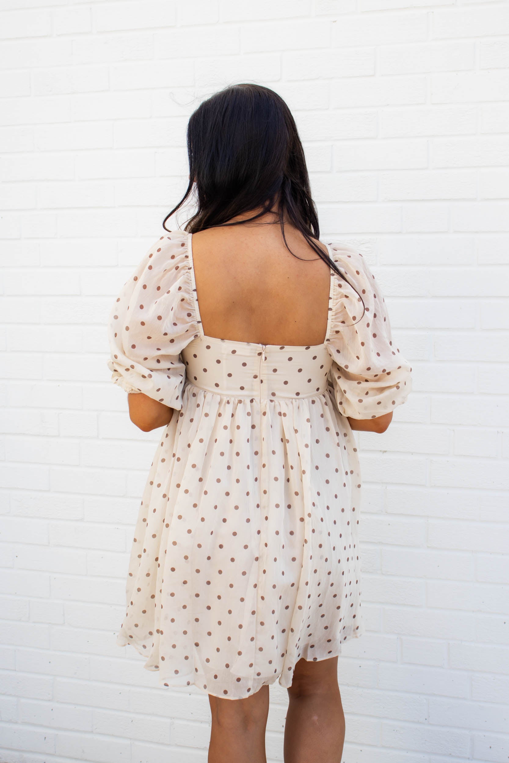 Marley Polka Dot Babydoll Dress | Taupe
