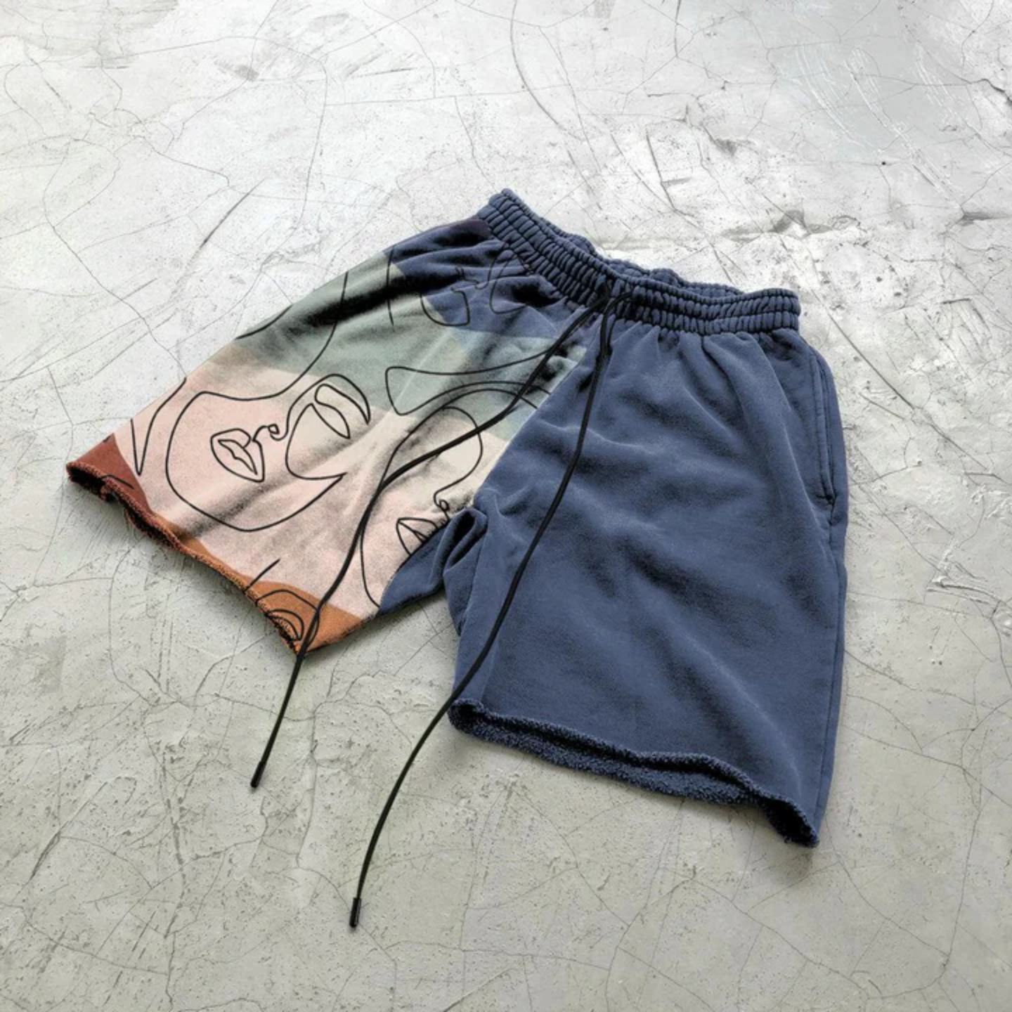 Men's Linear Characters Patch Print Shorts