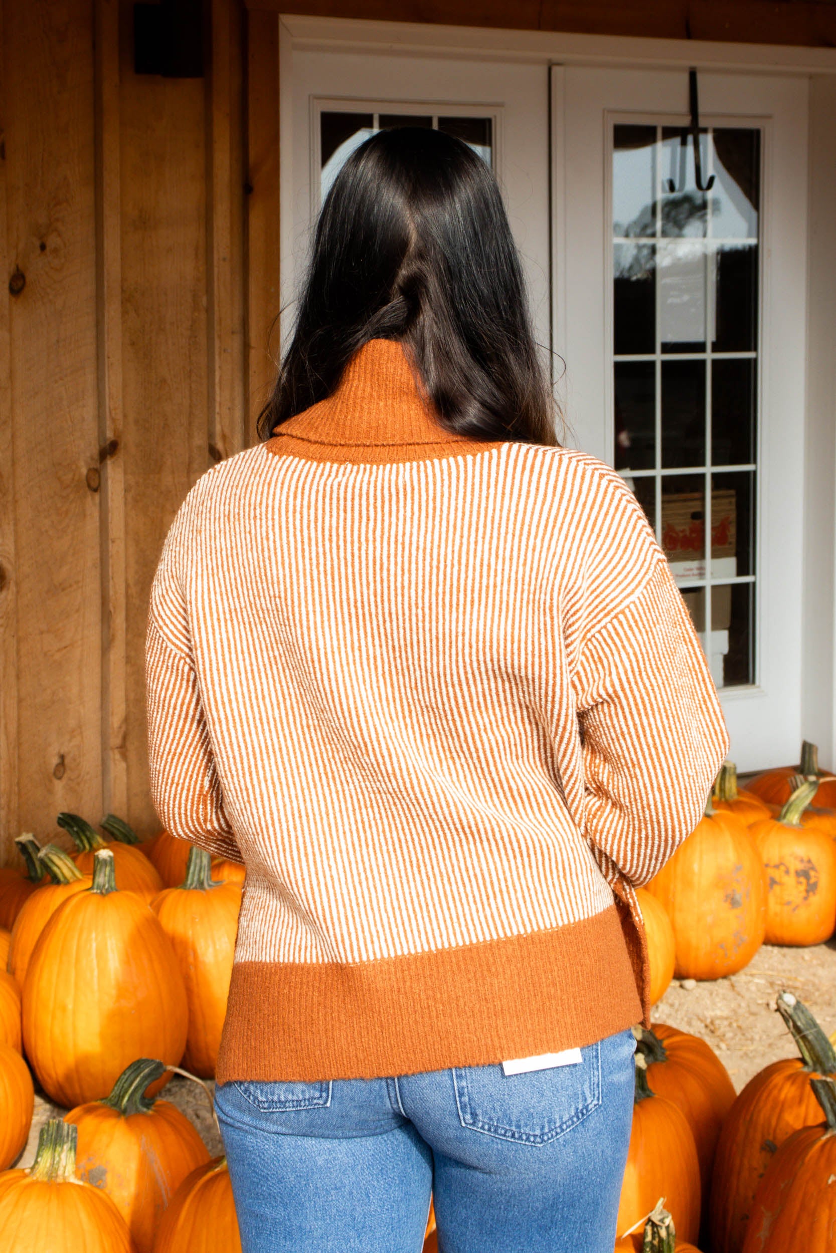 Scout Striped Turtleneck Sweater | Carmel Ivory