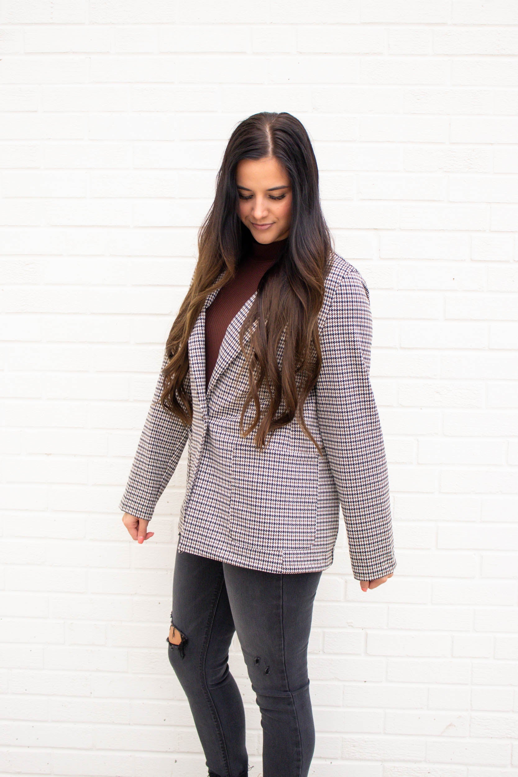 Jill Fitted Blazer | Stone/Black