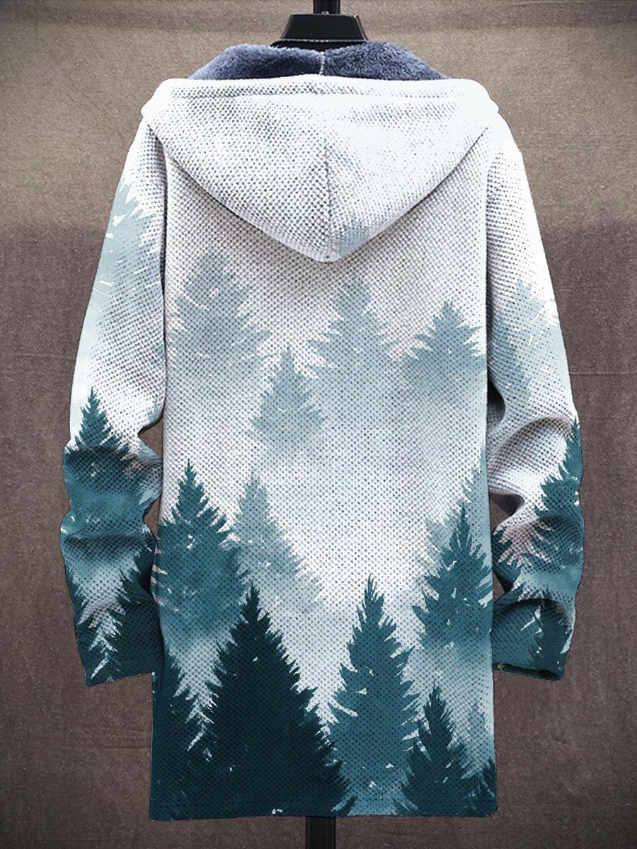 Men's Art Color Long-Sleeved Fleece Sweater Coat Cardigan