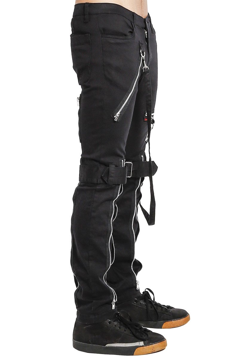 Strap Zipper Bondage Pants Black