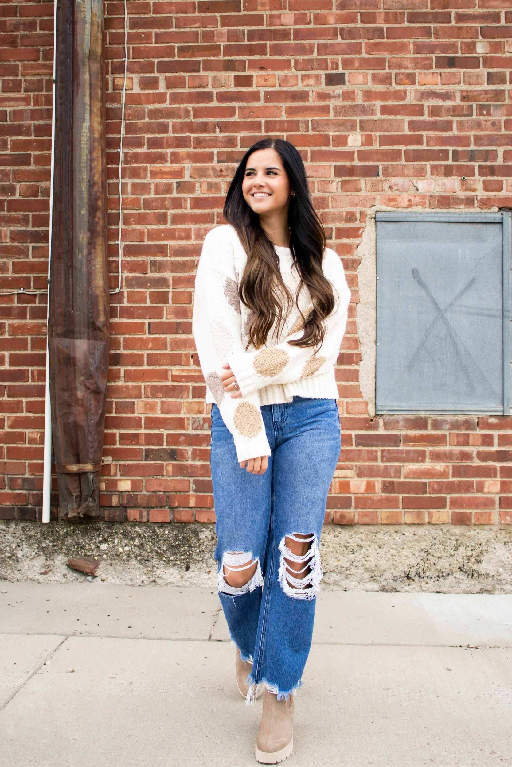 Hazel Polka Dot Sweater | Cream Combo